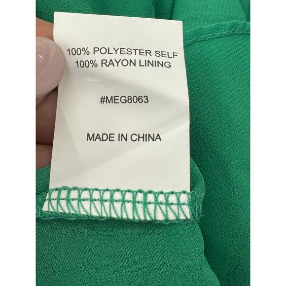 Meghan Los Angeles Sunset Dress Size XL Emerald Handkerchief Hem Kimono Sleeves - Picture 16 of 16